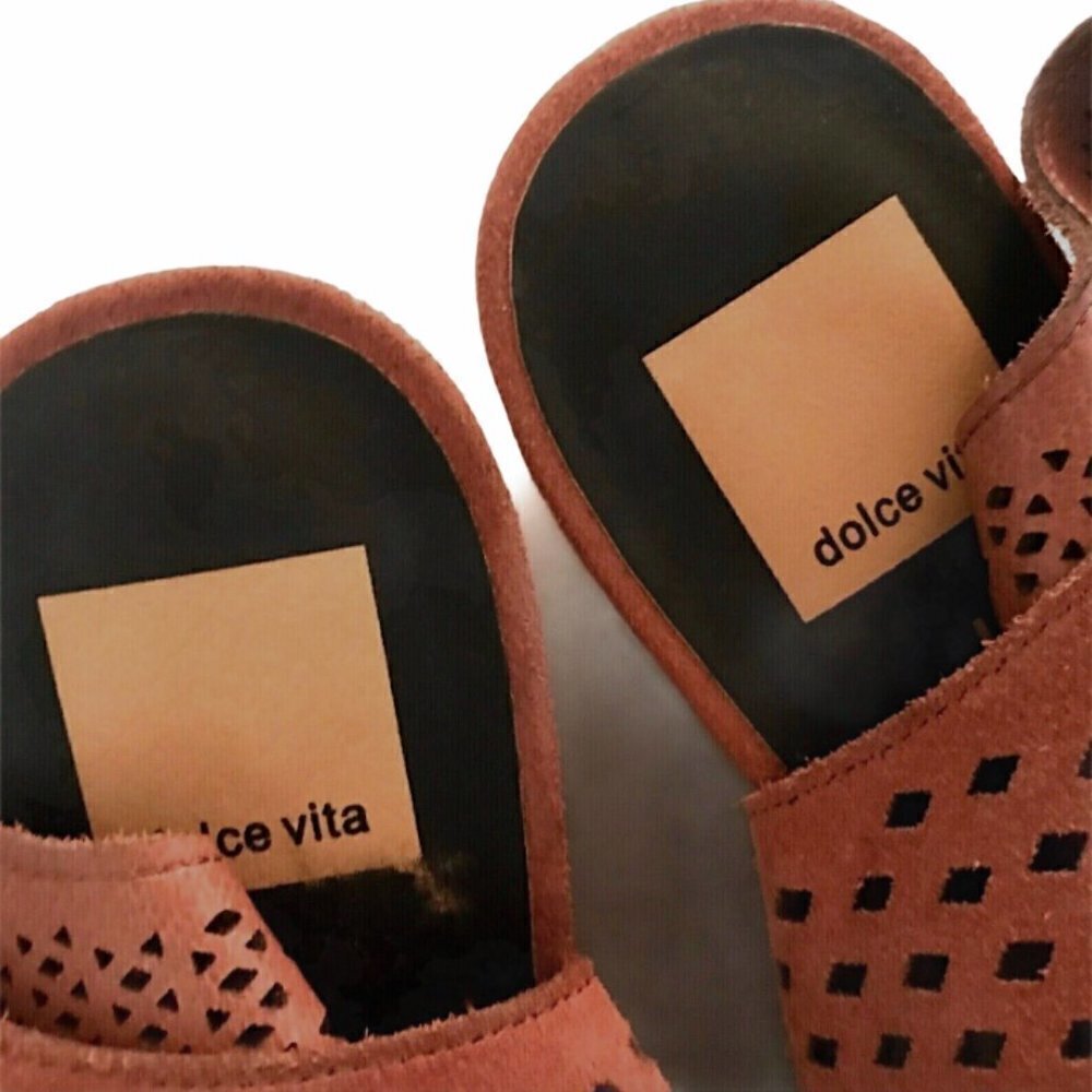 DOLCE VITA Laras Perforated Suede Lace Up Wedge Sandals - Picture 3 of 7